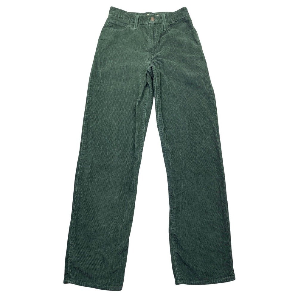 Levis 94 Baggy Corduroy Pants Womens 24 Dark Green High Rise Grunge Boho